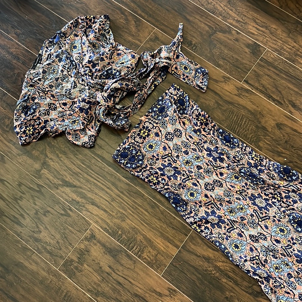Two piece set maxi skirt and crop top